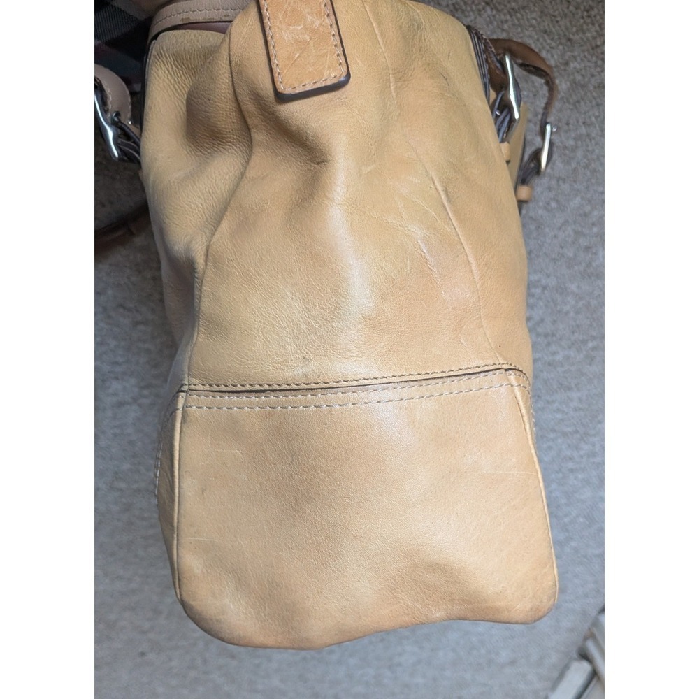 Coach Hamilton Tote Women Large Camel Tan Leather Buckle Satchel Handbag F13811 - Picture 5 of 16